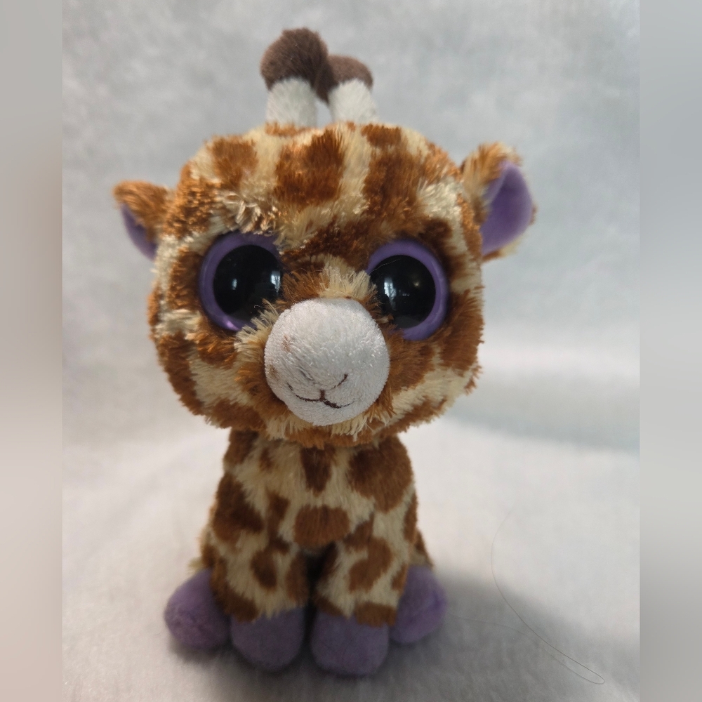SAFARI Beanie Boos Giraffe Brown and Tan with Purple Stuffed Toy NO HANGTAG